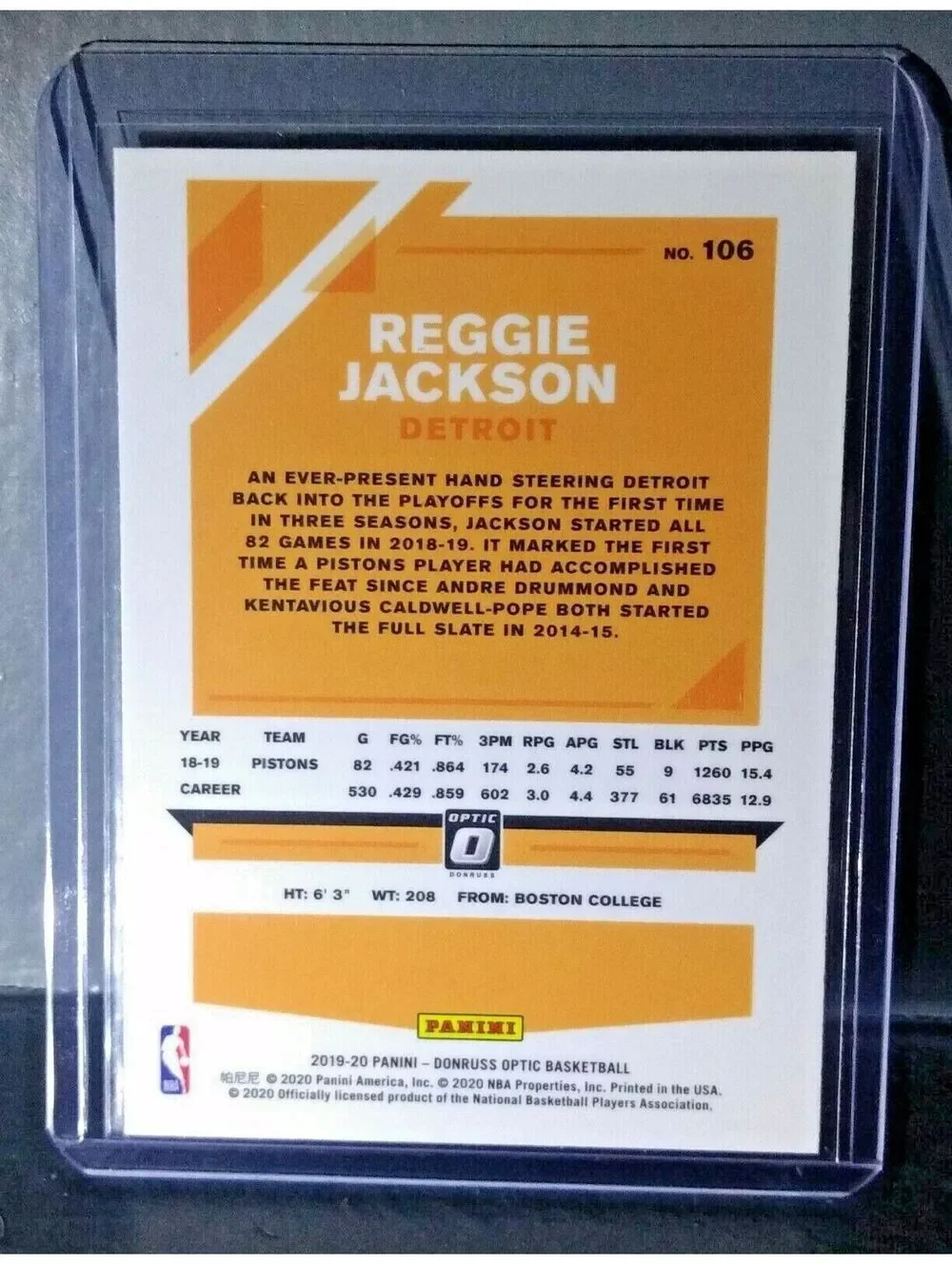 Reggie Jackson 2019-20 Panini Donruss Optic #106 Basketball Card